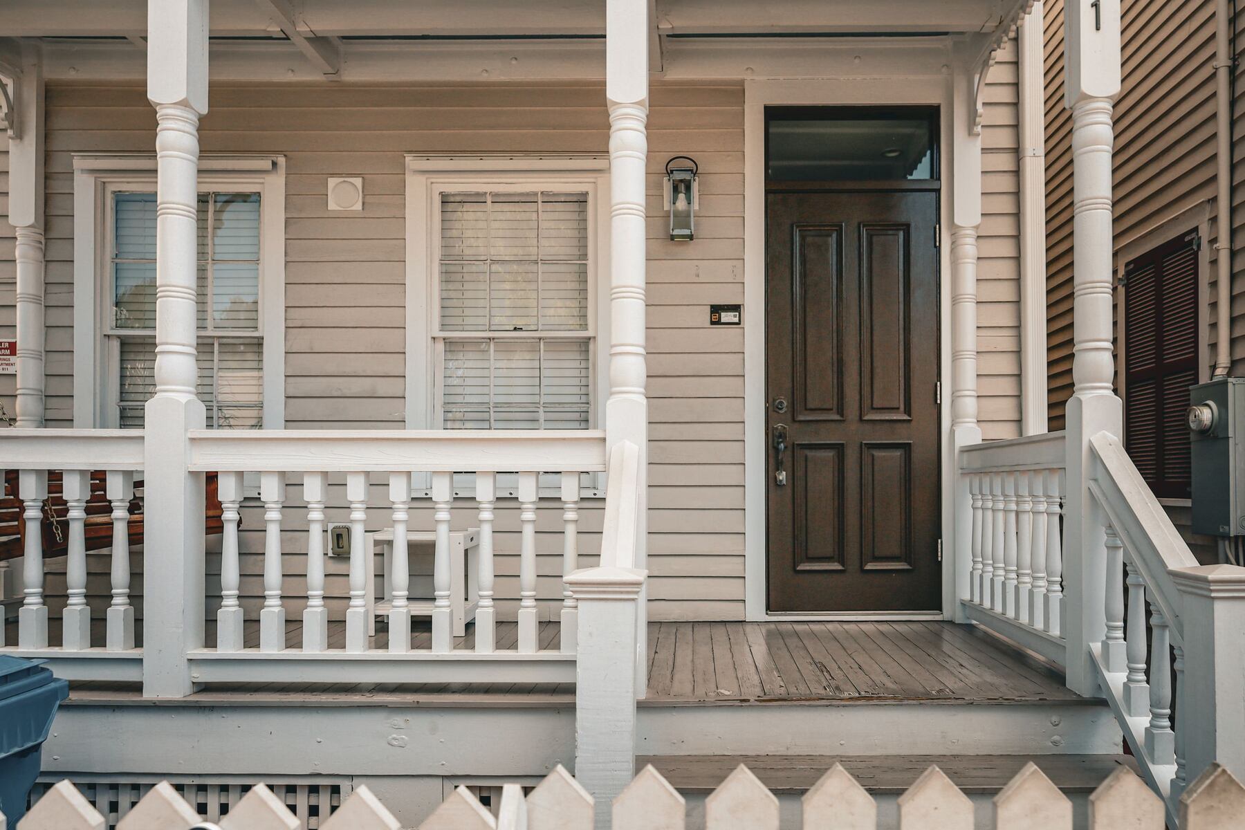 Columned front porch on a southern home